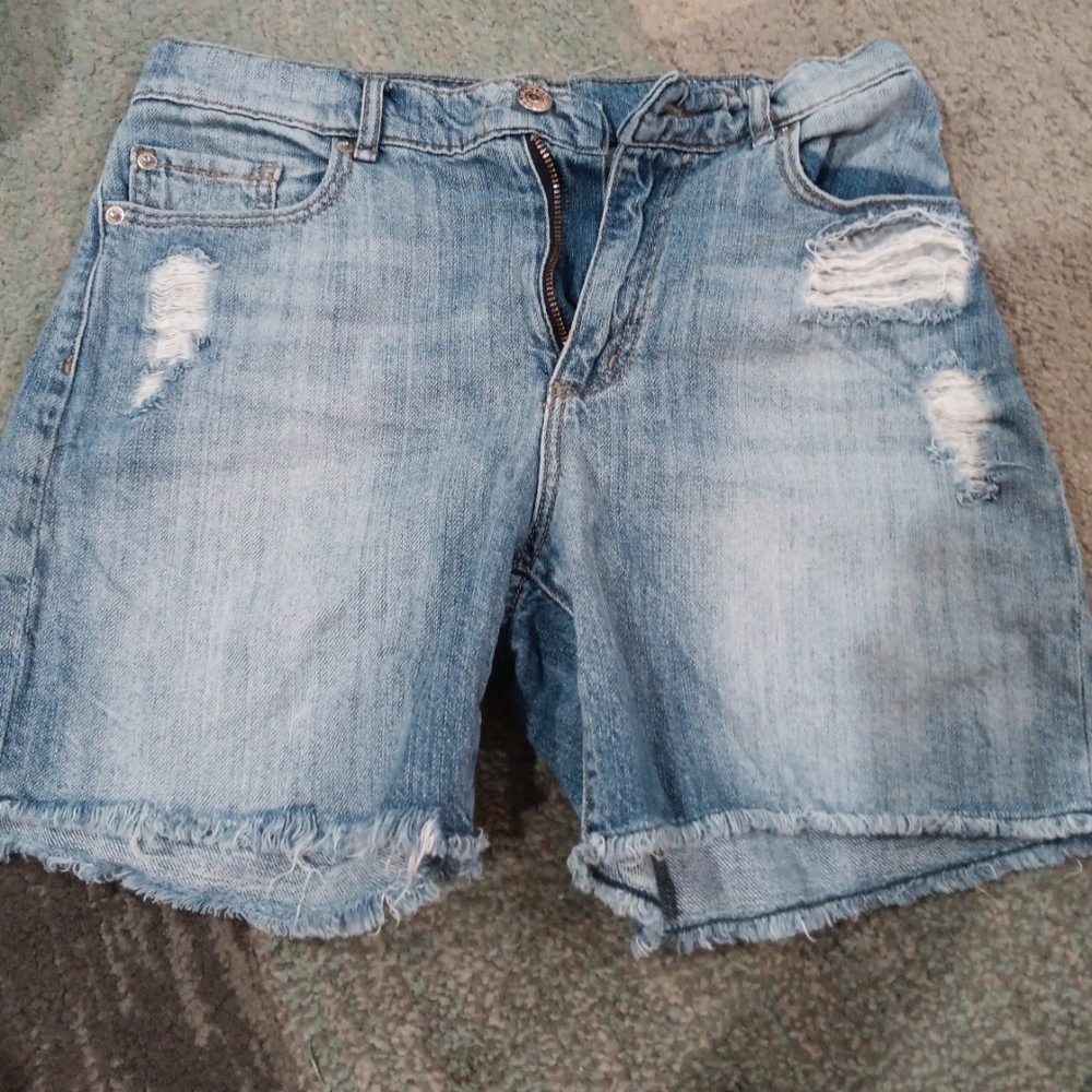 Garage Blue Jean Shorts Distressed Cut-Off Style